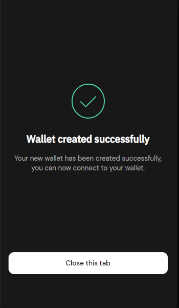 Wallet created successfully