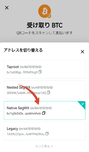 NativeSegwitに変更