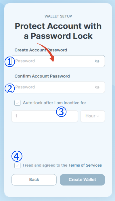 Wallet Setup（パスワードを設定する）